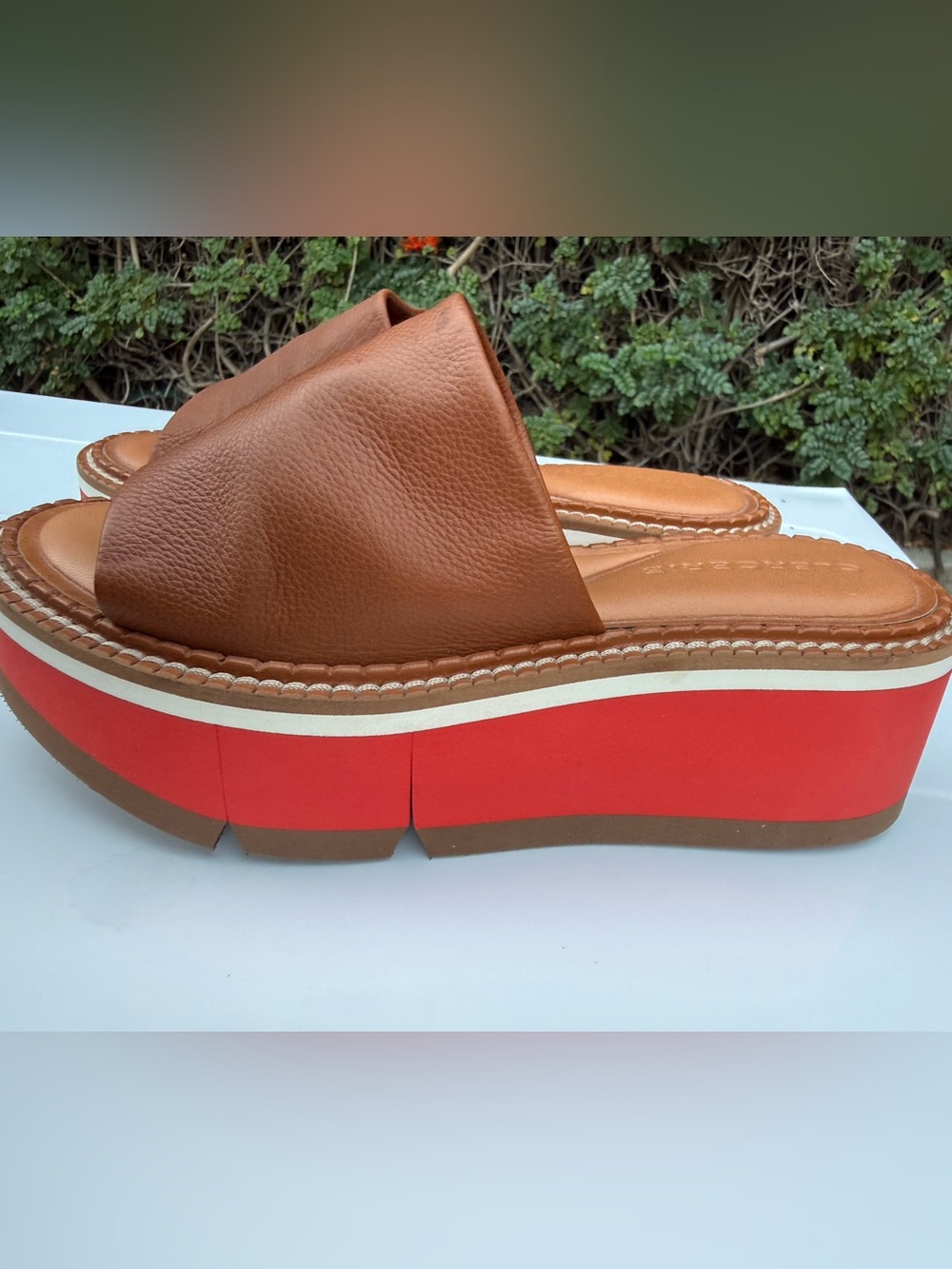Robert Clergerie Tan Leather Slide Platform Sandals 36.5